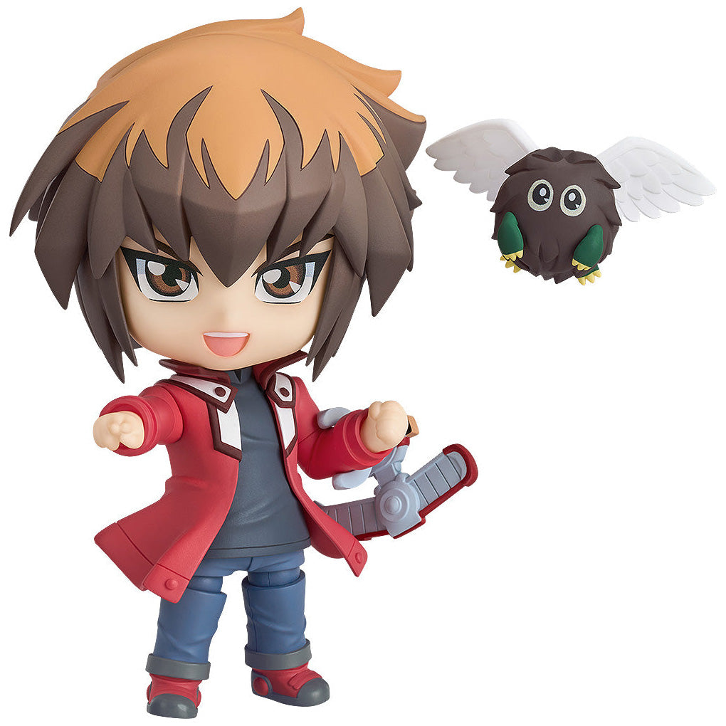 Nendoroid figure of Jaden Yuki from Yu-Gi-Oh! GX, featuring his signature outfit and dueling accessories, in collector packaging.