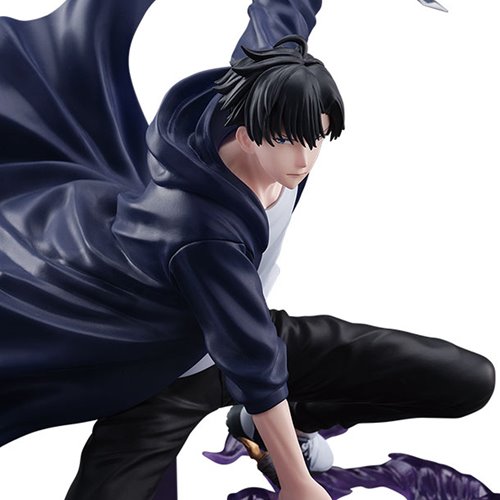 Anime character in a dynamic pose with a flowing cape on a white background