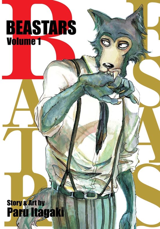 Manga book cover of 'Beastars' with a character in a white shirt and striped pants.