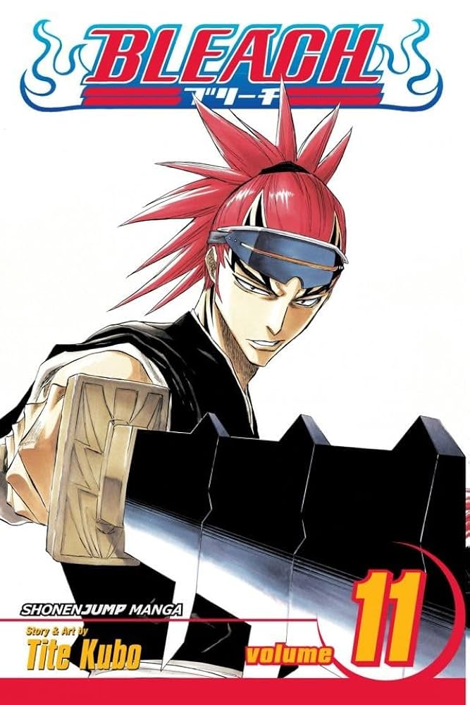 Manga book cover of 'Bleach' with a character holding a weapon on a white background