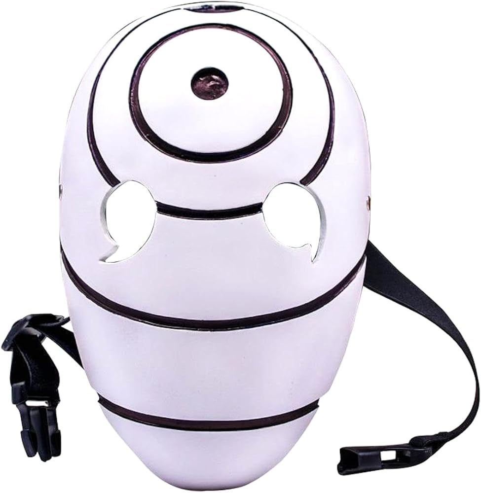 White mask with black circles of a ninja.