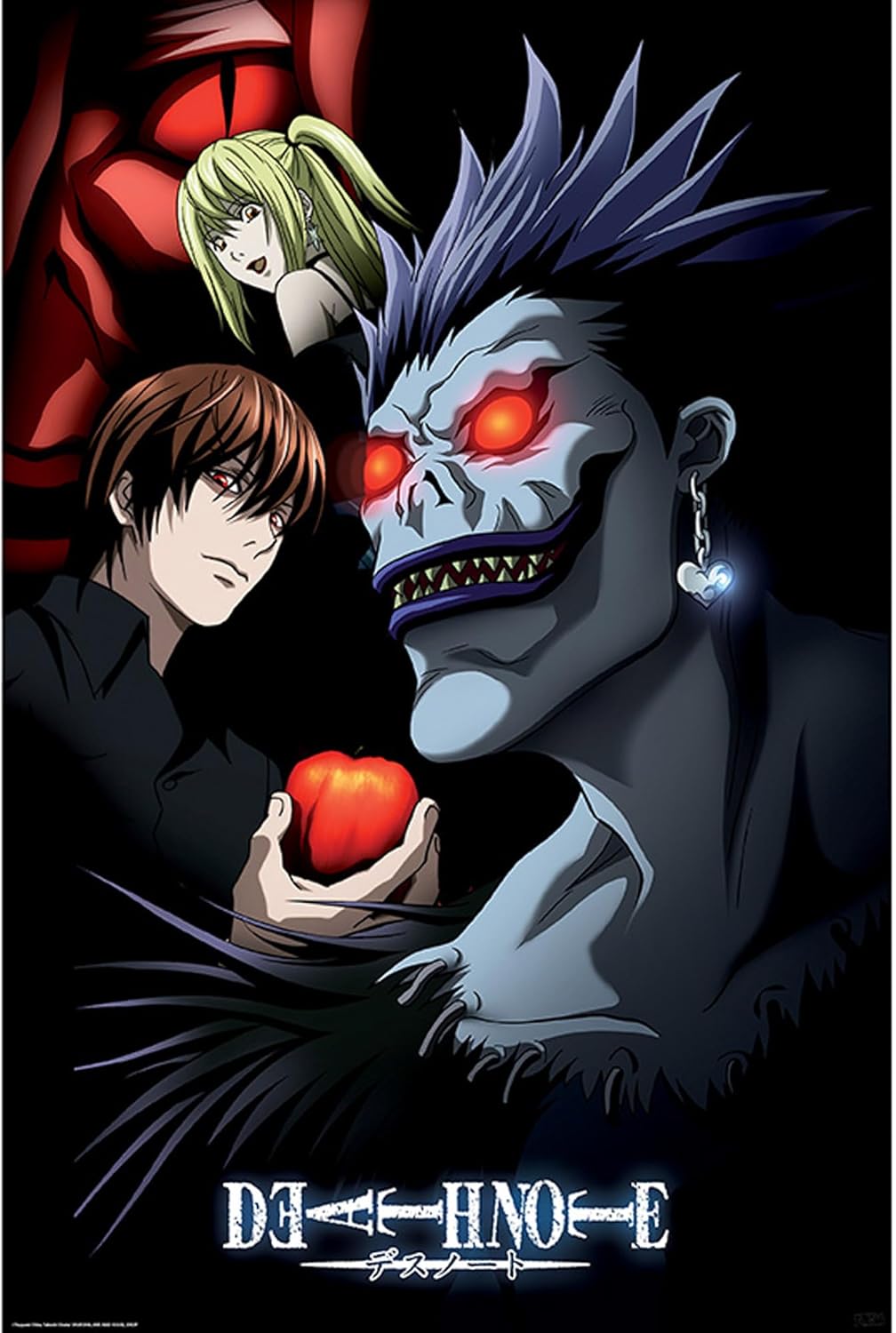Promotional poster for 'Death Note' with characters and the show's title.