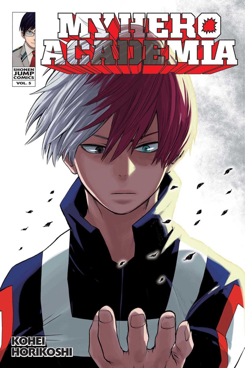 Comic book cover of 'My Hero Academia' with a character in a black and red outfit.