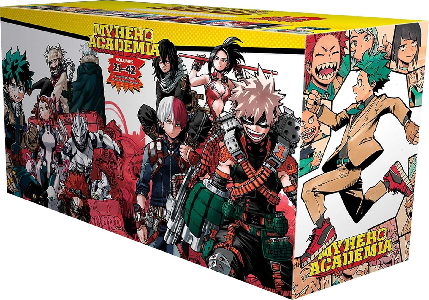 Box of 'My Hero Academia' anime with character illustrations on a white background