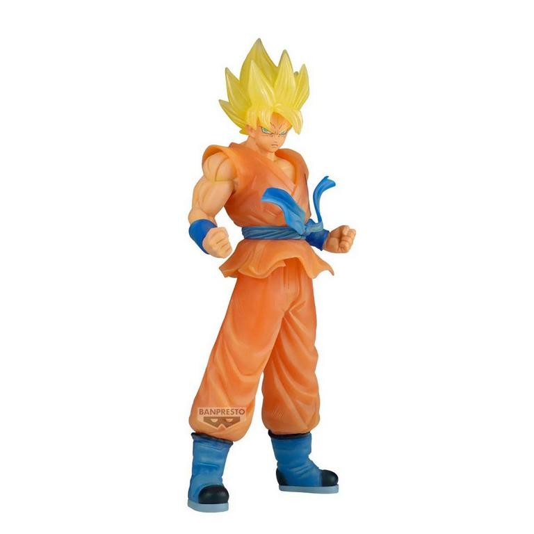 A Super Saiyan Gohan action figure from Dragon Ball Z, featuring his signature orange gi, blue sash and boots, and spiky yellow hair, set against a plain white background.