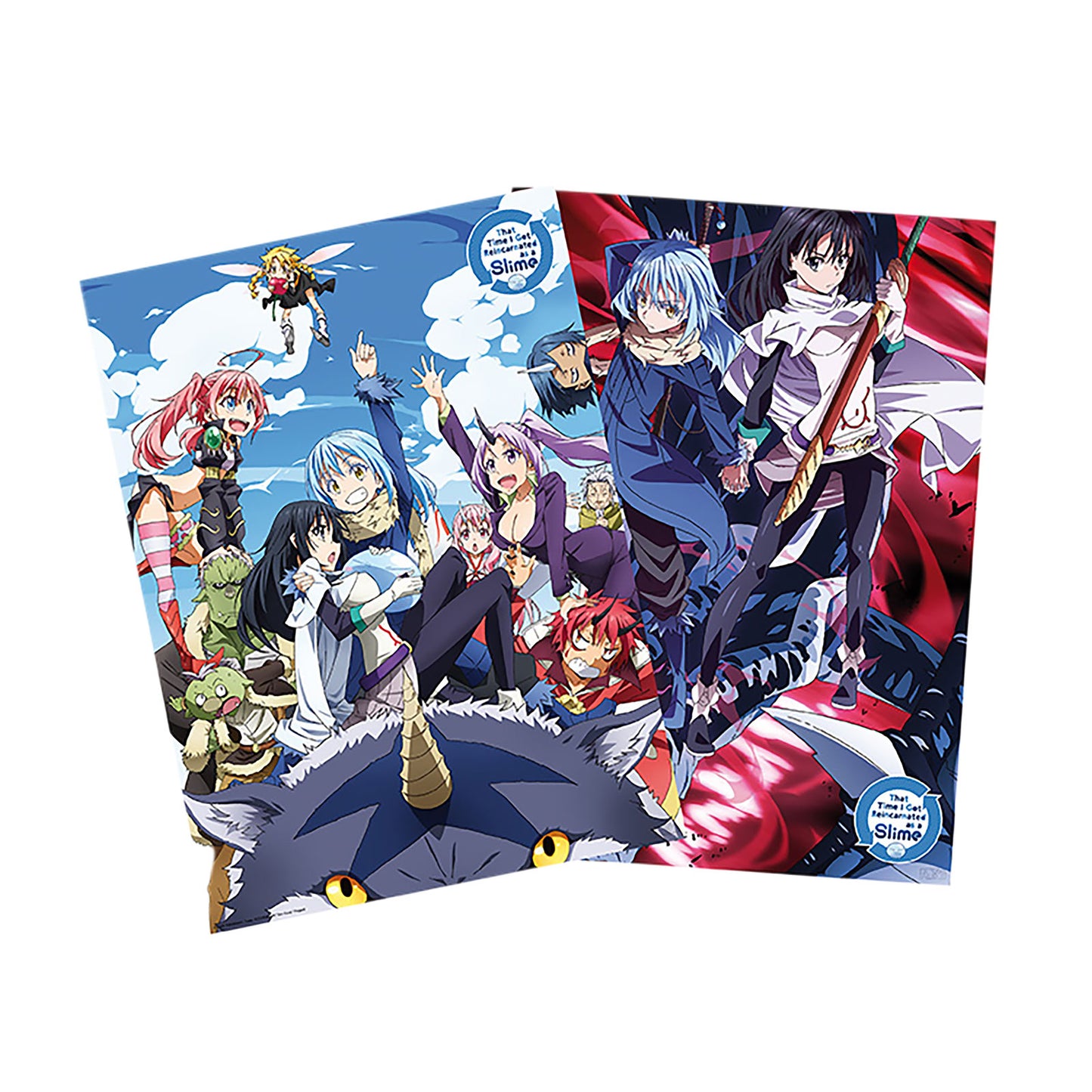 Anime-style poster with characters in colorful outfits on a white background