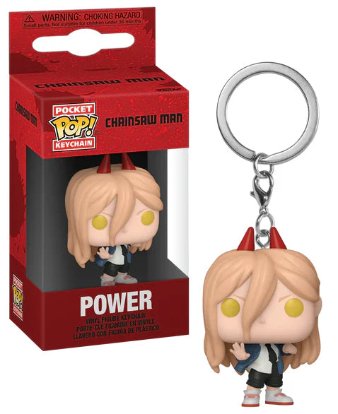 Funko Pop! Chainsaw Man Power keychain with packaging on a white background