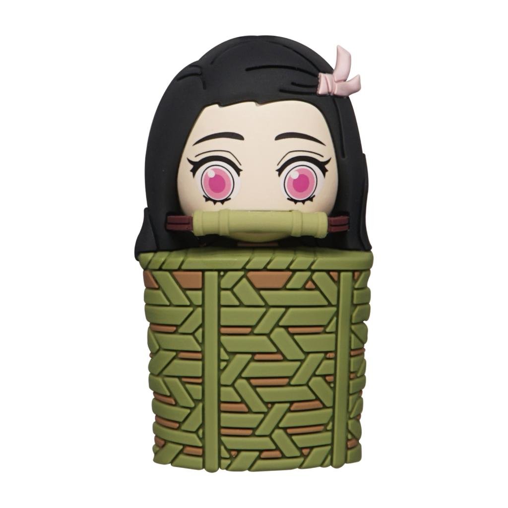Funko Pop! vinyl figure of a character with black hair and pink eyes, wearing a green woven basket outfit on a white background.