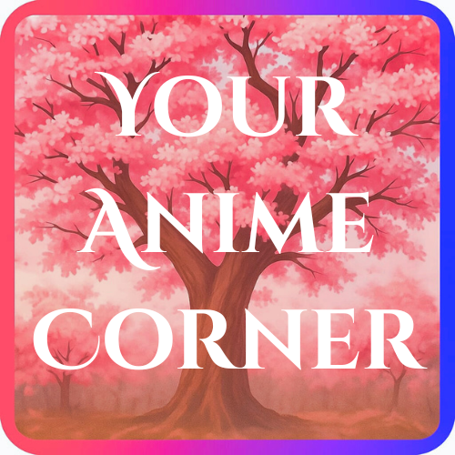 logo with a sakura tree on the background and a colorfull frame