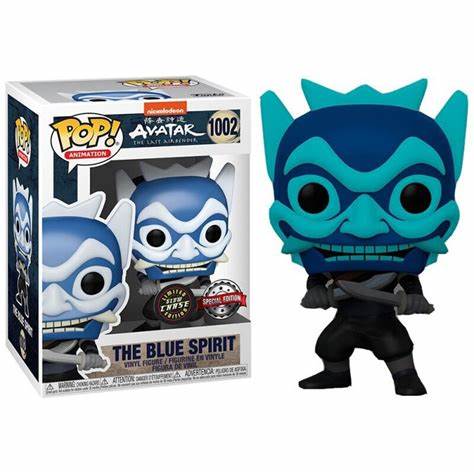 Funko Pop Chase version of The Blue Spirit from Avatar: The Last Airbender, featuring Zuko in mask with dual swords, in collector box.