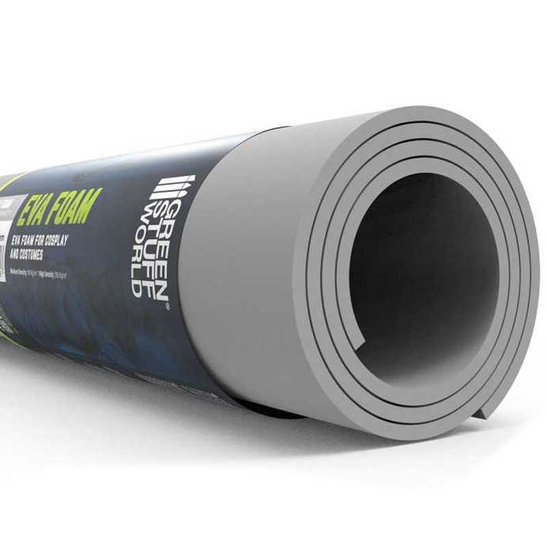 Roll of gray Eva foam with 'Green World' branding on a white background