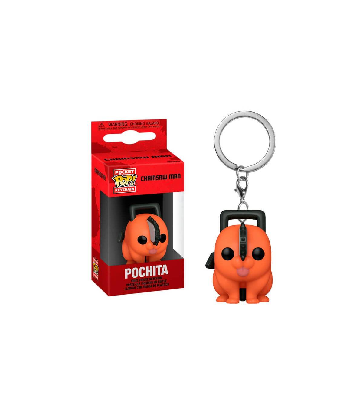 POP! vinyl keychain of Pochita from Chainsaw Man, featuring cute design and attached keyring.