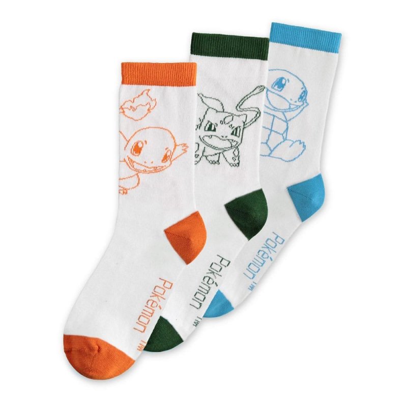 Pokemon Socks Charmander-Bulbasaur-Squirtle 3-Pack