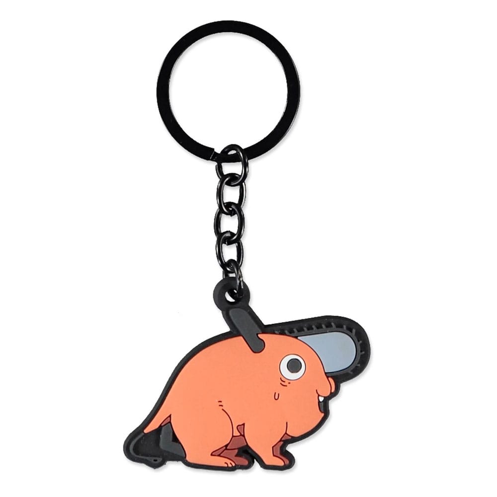 Keychain with a cartoonish orange creature design on a white background