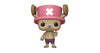 A Funko Pop! vinyl figure of Tony Tony Chopper from the anime One Piece, featuring his signature pink hat with a white X, brown antlers, and purple shorts, set against a plain white background.