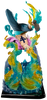 A collectible anime figurine of a character performing a dynamic flip while surrounded by translucent blue and yellow energy effects, mounted on a black base against a plain white background.