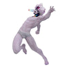 Animated character in a white outfit with a mask on a white background