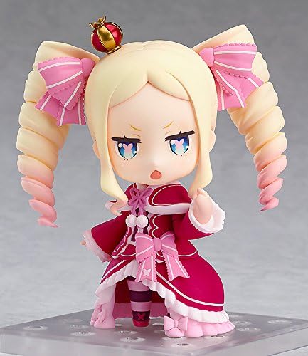 Anime character figurine with pink hair and outfit on a gray background