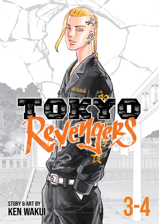 Tokyo Revengers Volume 3-4 comic book cover featuring a blonde male character in a black jacket, with the title 'Tokyo Revengers' in large black and orange lettering.