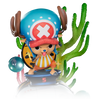 A collectible figurine of the character Tony Tony Hocho from One Piece, posed on a blue platform with green coral-like accessories and a teal orb, set against a plain white background.