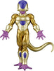 A collectible action figure of Frieza from Dragon Ball Z, featuring his signature metallic gold and purple armor, standing against a plain white background.