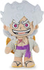 A plush toy of the anime character Ace from One Piece, featuring his signature spiky white hair, mischievous grin, and outfit in light gray, purple, and yellow, set against a plain white background.