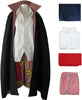 Costume set with a black robe, white shirt, red and pink pants on a white background.