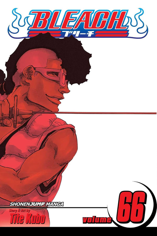 Cover of 'Bleach' manga volume 66 with a character in red and black.