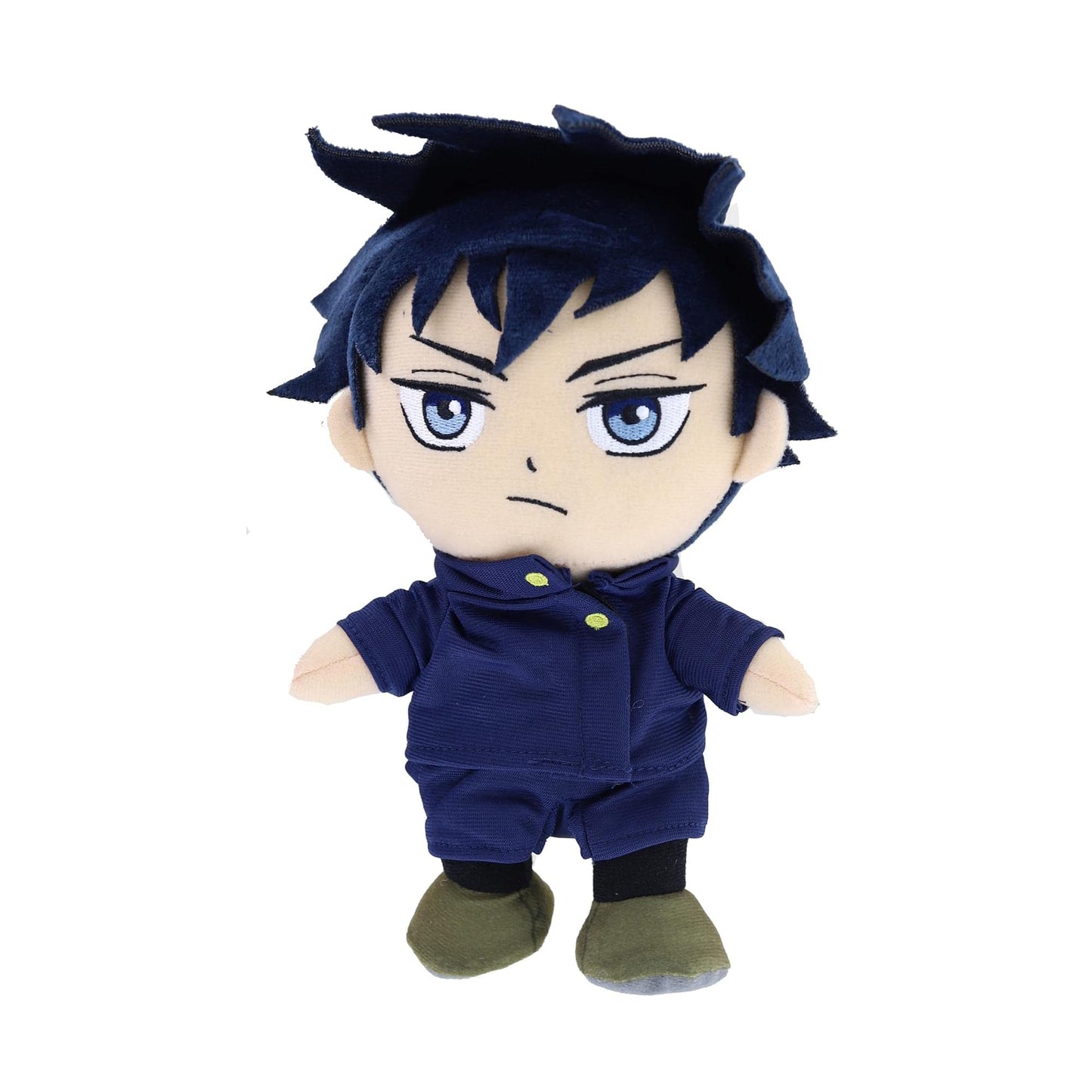 plush Anime character with marine blue suit and blue eyes.