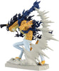 Banpresto Senkozekkei Panther figure of Rob Lucci from One Piece, featuring his sleek outfit and dynamic pose, in collector packaging.