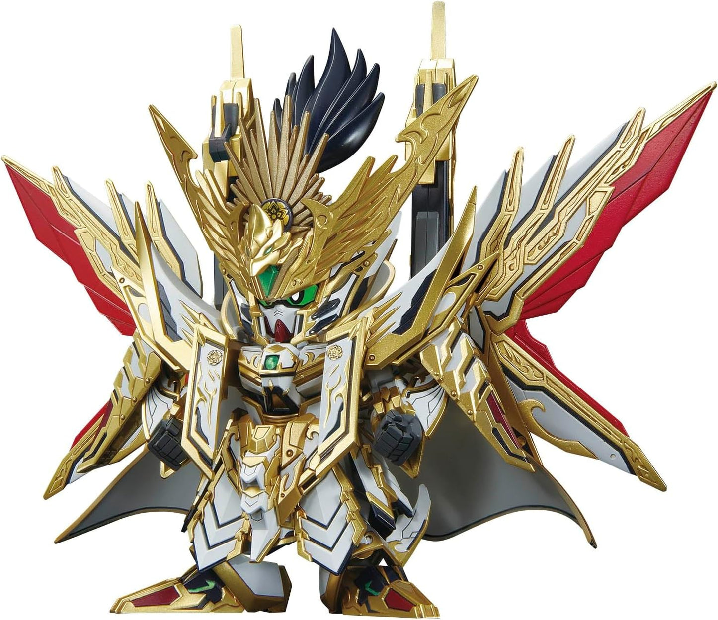 SD Gundam World Heroes TENKAMUSODAISHOGUN model kit by Bandai Spirits, featuring intricate samurai armor design and detailed components, unassembled in box.
