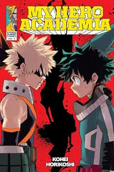 My Hero Academia Volume 2 comic book cover featuring Katsuya Bakugo and Izumi Midoriya facing each other against a red and black background with the title 'MY HERO ACADEMIKA' in large yellow letters at the top.