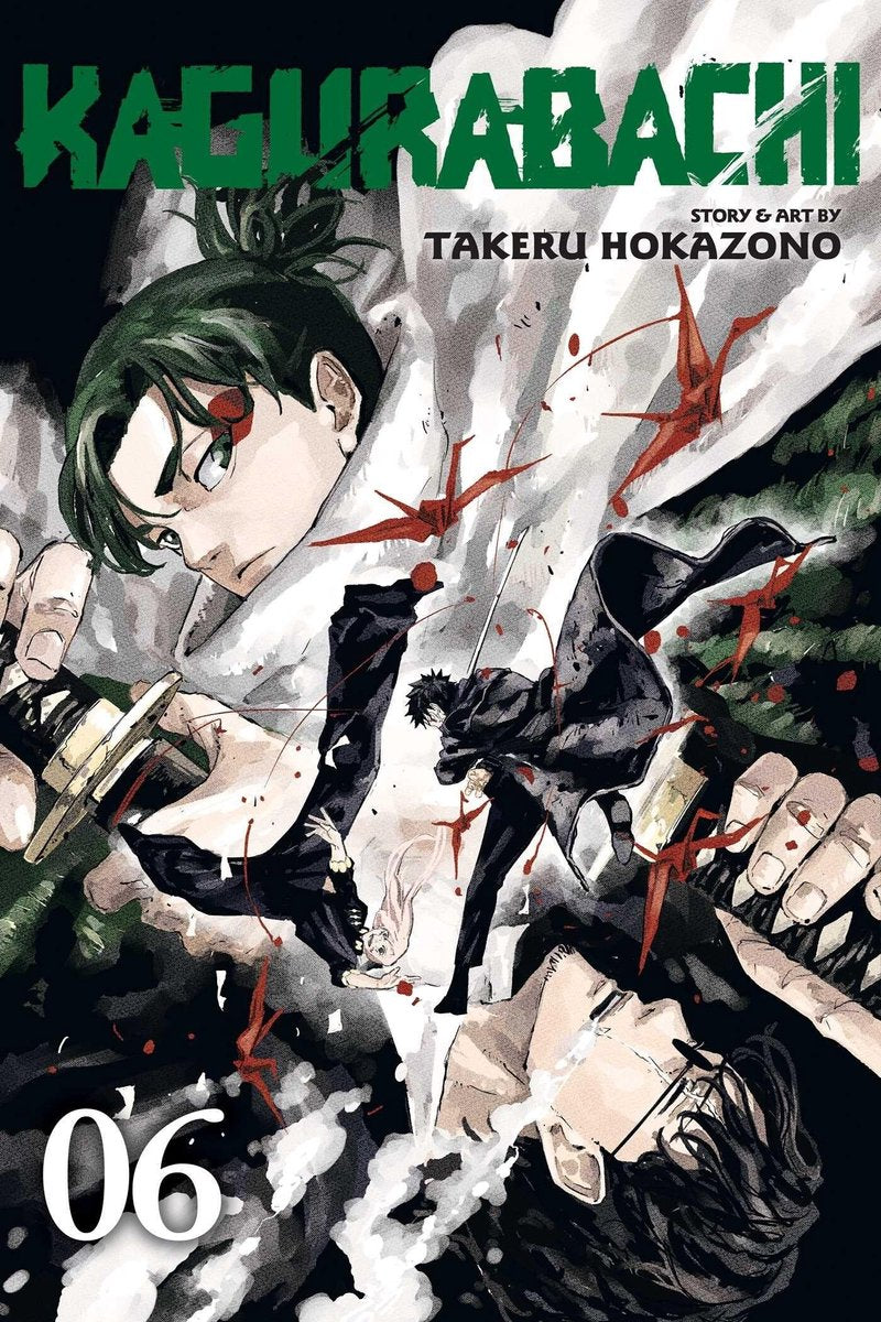 Manga book cover featuring a character with green hair and another character in the background, with the title 'Kagurabachi' and artist's name.