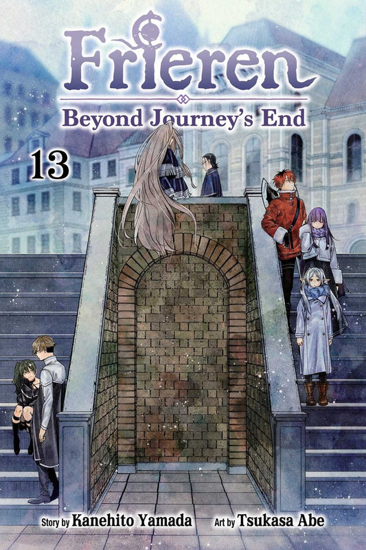 Manga book cover of 'Frieren: Beyond Journey's End' with characters near a stone archway.