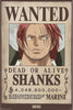 Wanted poster for Shanks with a character illustration and text details.