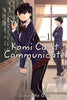 Illustrated book cover for 'Komi Can't Communicate' Volume 1 by Tomohito Oda, showing an anime-style girl in a school uniform standing by a chalkboard in a classroom, with another student in the background.