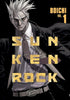 Book cover of 'Sunken Rock' with a character in a suit and tie on a black background