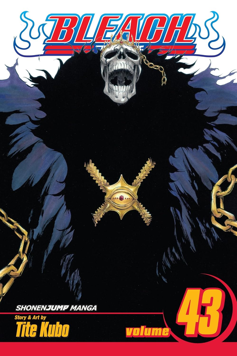 Cover of 'Bleach' manga volume 43 with a dark silhouette and chains.