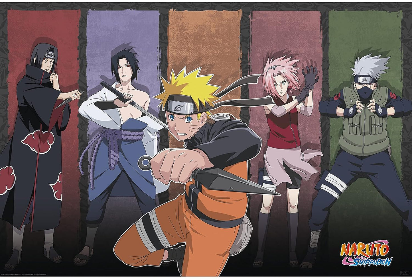 Anime character in a dynamic pose with other characters in the background, featuring the Naruto series logo.