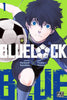 Manga cover of 'Blue Lock' with a character holding a soccer ball against a green background