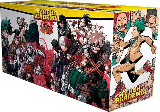 Box of 'My Hero Academia' anime with character illustrations on a white background