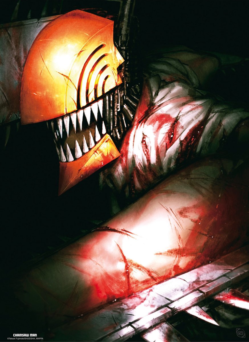 Horror-themed illustration with a glowing mask and blood-stained surface