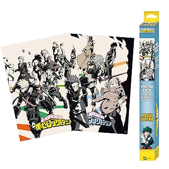 Anime poster with character illustrations and packaging on a white background