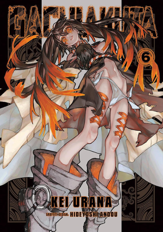Manga book cover with an illustration of a character with fiery hair, featuring the title and artist's name.