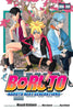 Boruto: Naruto Next Generations Volume 1 manga book cover featuring Boruto Uzumaki in the center, with Naruto and Sakura on either side, set against a background of pink cherry blossoms and a tree trunk.