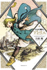 Manga book cover featuring a character in a witch hat with a scenic background