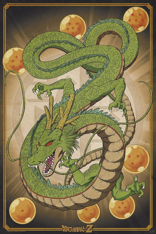 Illustration of a green dragon with a stylized background