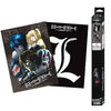 Anime-themed posters and packaging with character illustrations and the 'DEATH NOTE' logo.