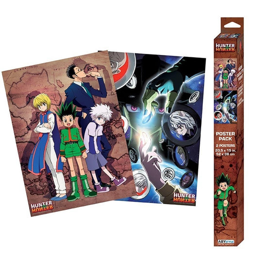 Hunter x Hunter poster pack with characters and action scene, including packaging.