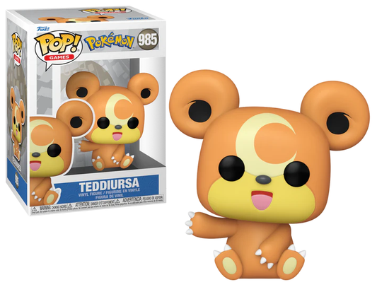 Funko Pop! Teddiursa figure next to its packaging on a white background